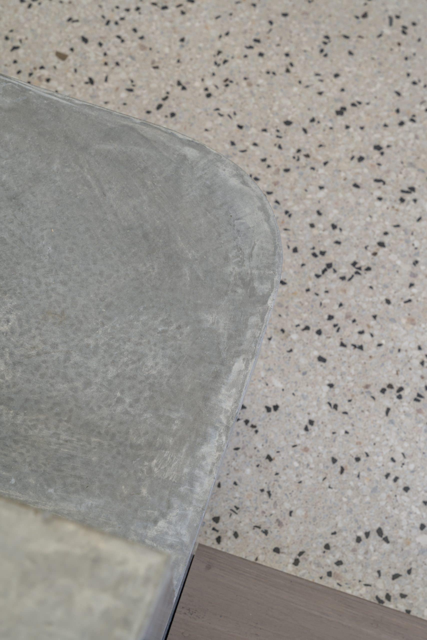 Terrazzo-style concrete finish used in outdoor renovation at a Glengowrie home